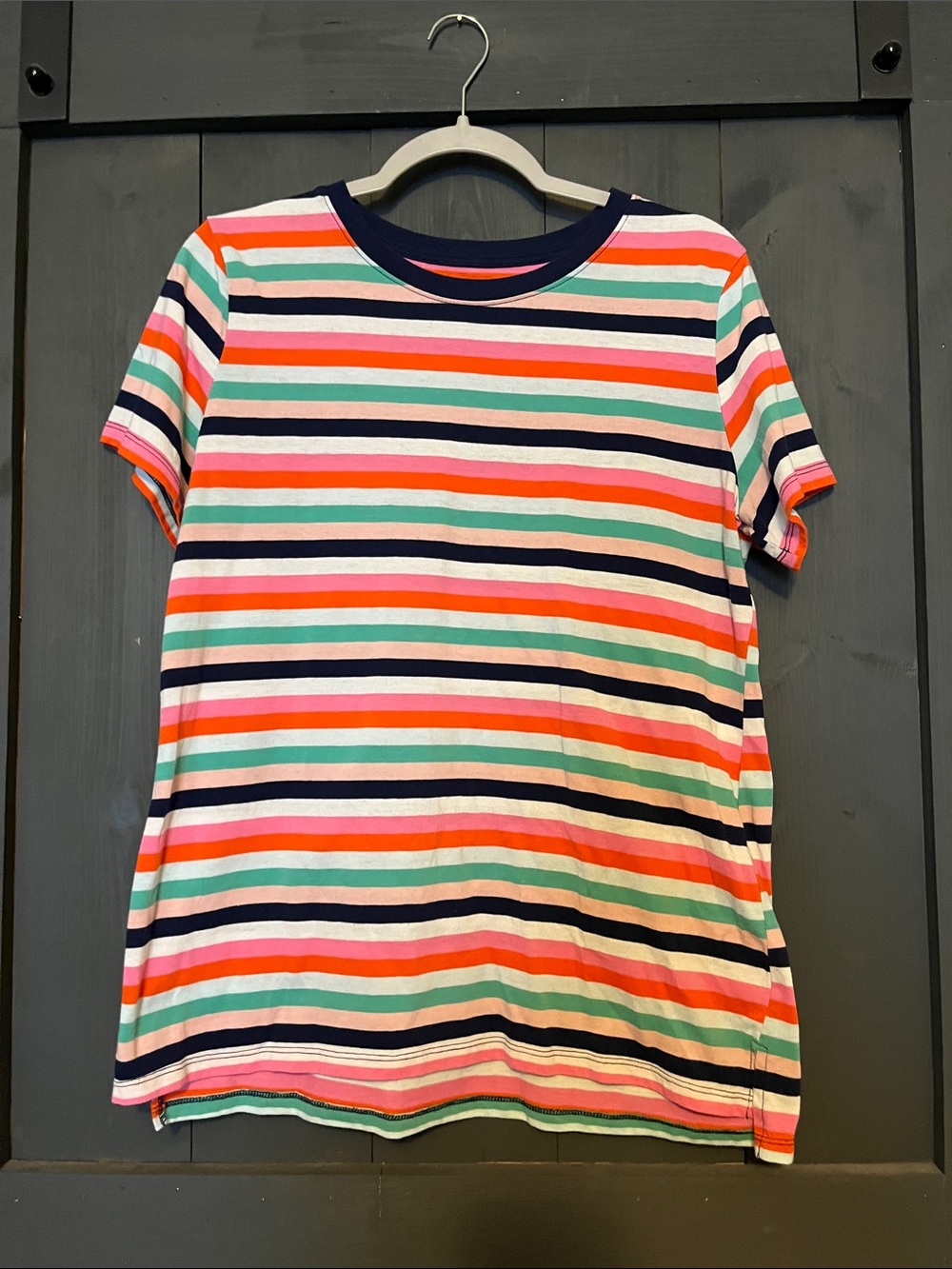 Anna Striped Tee in Navy, Coral, Pink & Mint